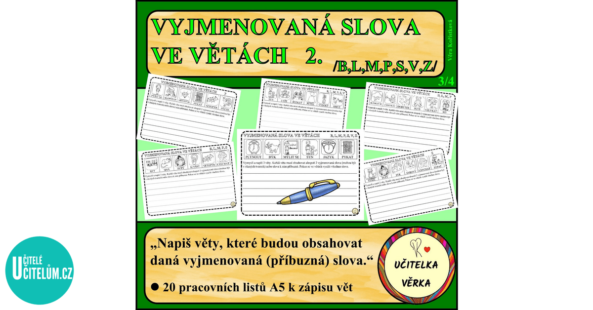 VYJMENOVANÁ SLOVA VE VĚTÁCH 2. Díl - B, L, M, P, S, V, Z - Český Jazyk ...